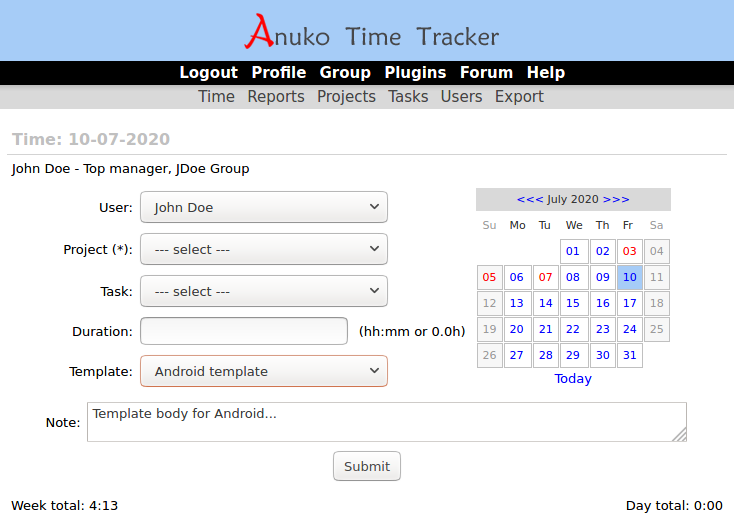 First found template body auto-fills note without project selection