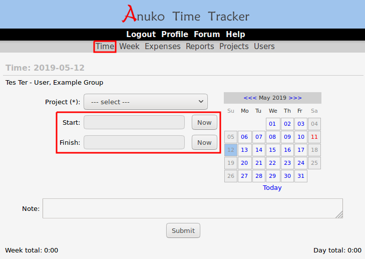 Enabling Punch mode in Time Tracker