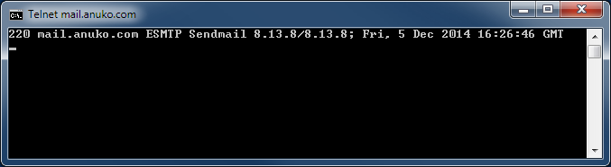 Normal reply from mail server - port 587 is open