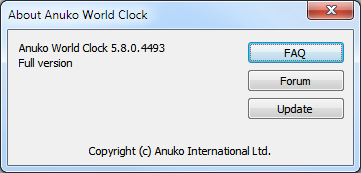 About Anuko World Clock dialog of the full edition