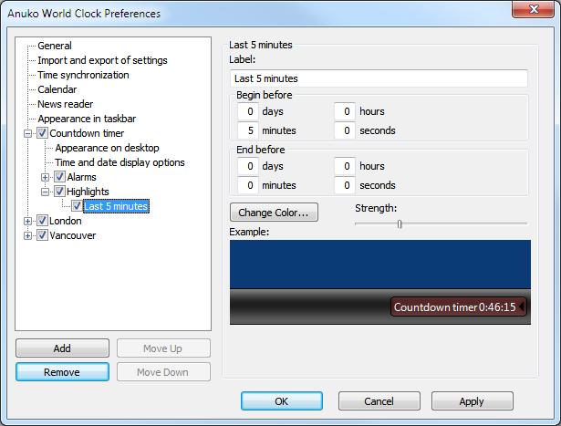 DLG_PageHighlightCountdown dialog