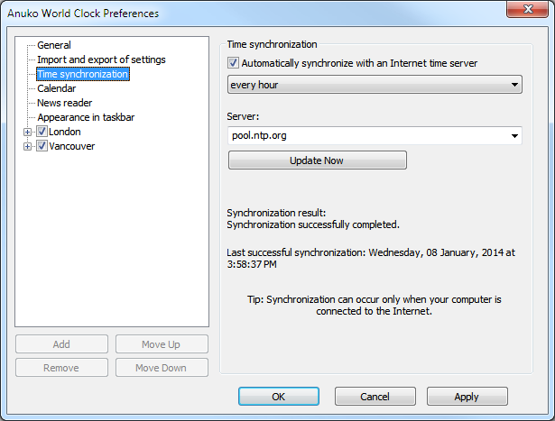DLG_PageTimeSync dialog