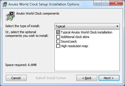 One of World Clock Installer screens