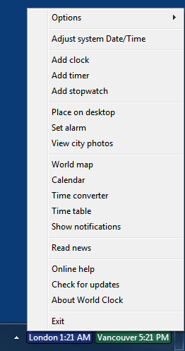 Right click menu