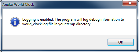 World Clock logging warning