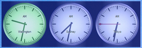 Additional, larger display of analog clocks on second monitor
