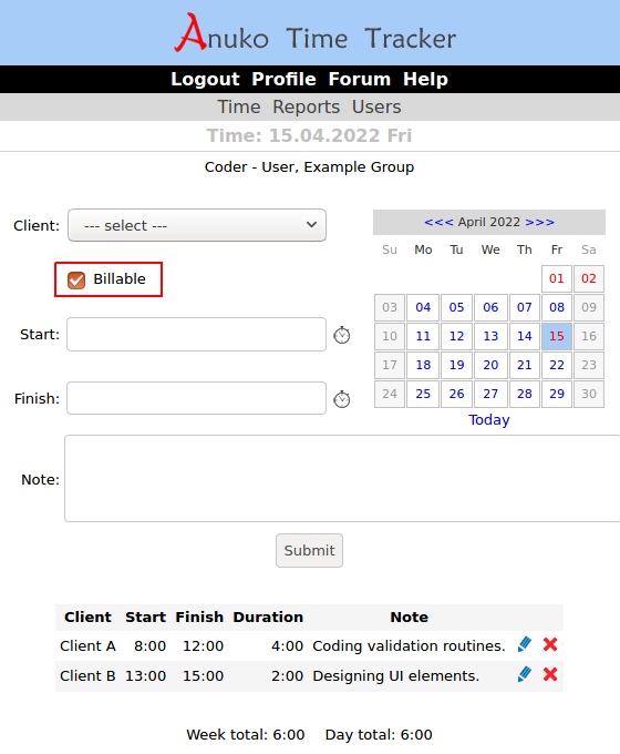 Using the Billable flag in Time Tracker