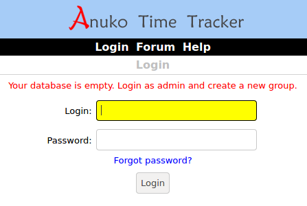 Your database is empty error in Time Tracker showing up on Login screen when MULTIORG_MODE is disabled