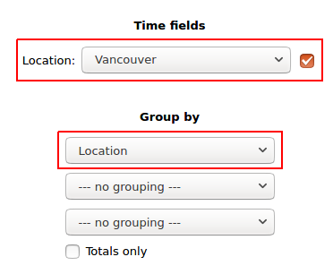 Report options example for a dropdown custom field