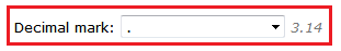 An example on the right shows how decimals are formatted in Time Tracker