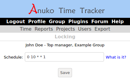 Configuring schedule to lock records in Time Tracker