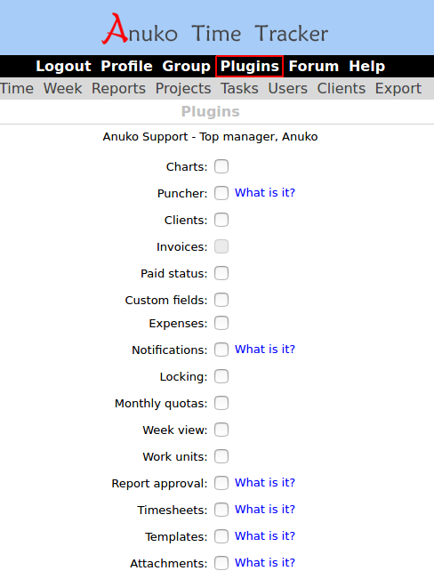 Available Time Tracker plugins