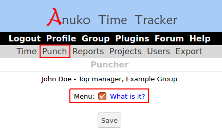 You can configure Puncher plugin to show up the Punch option in Time Tracker menu