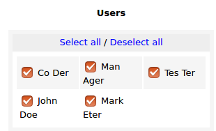 Selecting users for reporting