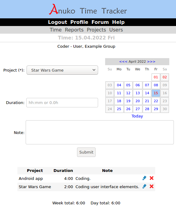 Tracking time by projects without tasks
