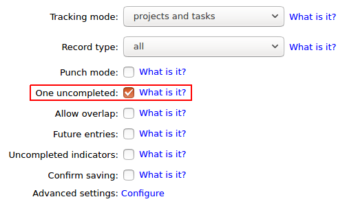 One uncompleted option on the bottom of Group settings in Time Tracker