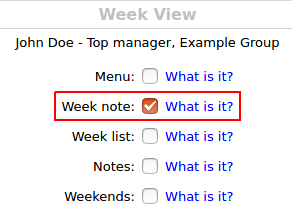 Week note config option for Week view in Time Tracker
