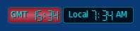 Red UTC / GMT / Zulu clock and local system time on Windows desktop