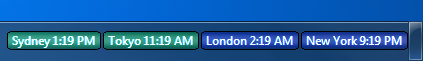 Clocks for Forex markets in Windows 7 taskbar