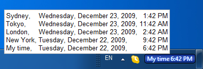 Clocks for forex markets and tooltip on Windows 7