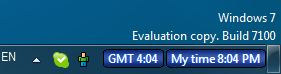 UTC / Zulu clock in 24-hour format in Windows 7 taskbar