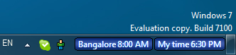 Bangalore clock and local system time  in Windows 7 taskbar