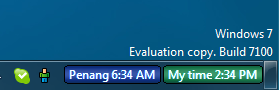 Penang clock and local system time in Windows taskbar