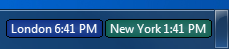 London and New York clocks in Windows 7 taskbar
