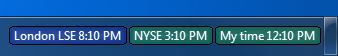 Clocks for LSE and NYSE in Windows 7 taskbar