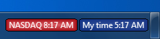 Clocks for NASDAQ and local system in Windows 7 taskbar