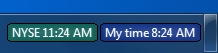 Clocks for NYSE and local system in Windows 7 taskbar