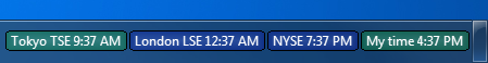 TSE, LSE, NYSE, and local system time in Windows 7 taskbar