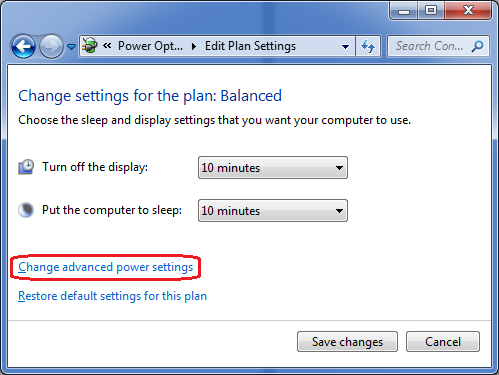 Edit settings for a power plan in PC
